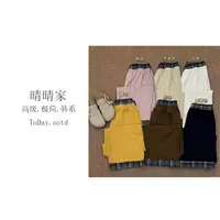 晴晴家-【博主私服】秋季韩系时尚慵懒设计感格子腰撞色阔腿裤5585