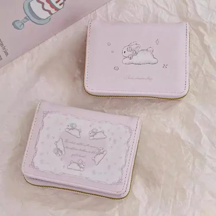 韩系少女梦两折钱包短款卡包证件包卡通可爱兔子多卡位零钱包学生