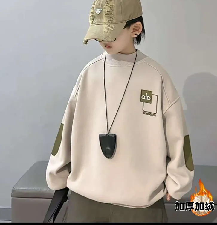 秋冬款韩版新款加绒儿童百搭休闲长袖卫衣