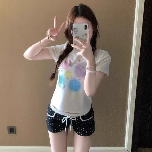 ins夏季卡通纯棉女士睡衣宽松休闲套装2025新款可爱慵懒风家居服