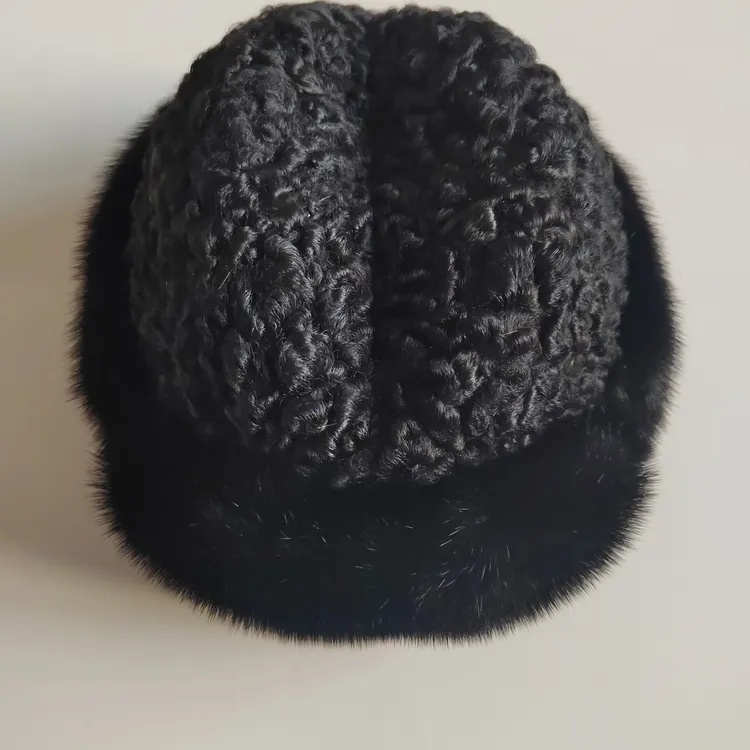 地主帽男士水貂毛毛➕卡拉库羊毛时尚冬季帽