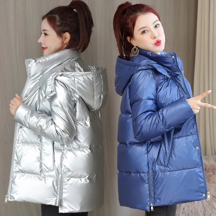 波司断码新款女亮面免洗羽绒服可脱卸大帽子宽松显瘦潮款时尚加