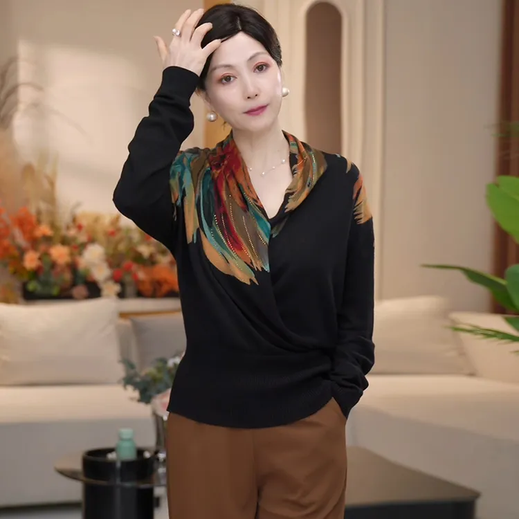 2025年新款洋气中老年妈妈装秋冬季加厚毛衣高档中年女装针织上衣