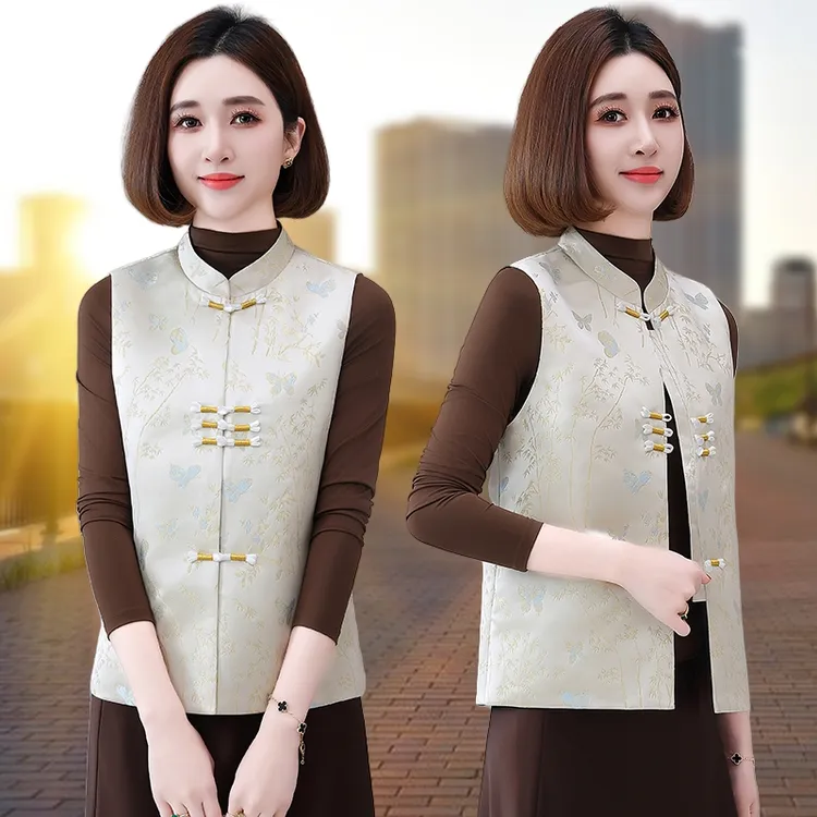 新中式国风马甲女春秋新款民族风高级感妈妈洋气外穿坎肩马夹外套