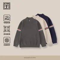 NTDG-ONE冬季撞色百搭半拉链立领针织毛衣1605