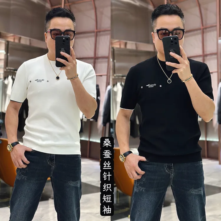 《发现者fxz》2025男士欧货轻奢高品质针织修身圆领短袖809-68850
