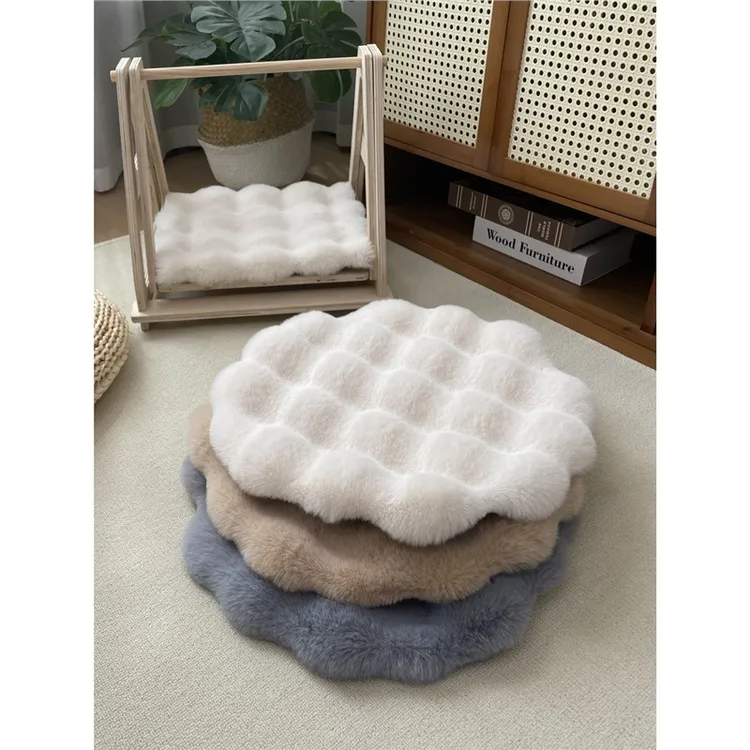圆形加厚兔毛绒椅子垫学生电脑休闲餐椅座垫凳子坐垫榻榻米可机洗