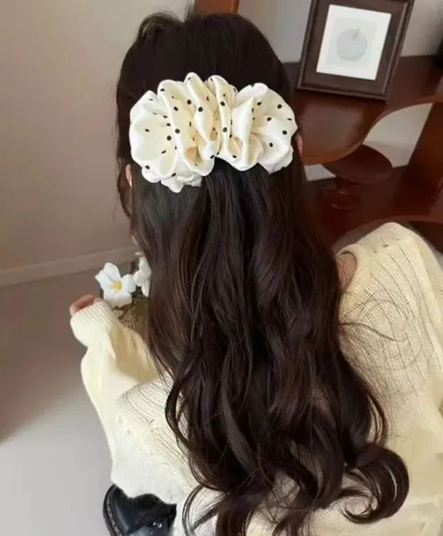 韩系新款波点泡泡香蕉夹竖夹半扎发甜美发夹后脑勺一字夹甜美发饰