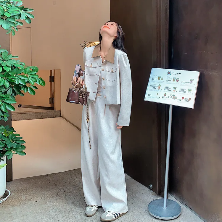 韩系松弛感轻职风套装2025春秋新款气质显瘦ins通勤风显瘦两件套