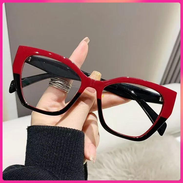 老花眼镜女新款洋气时尚欧美复古猫眼防蓝光不疲劳老花镜大框个性