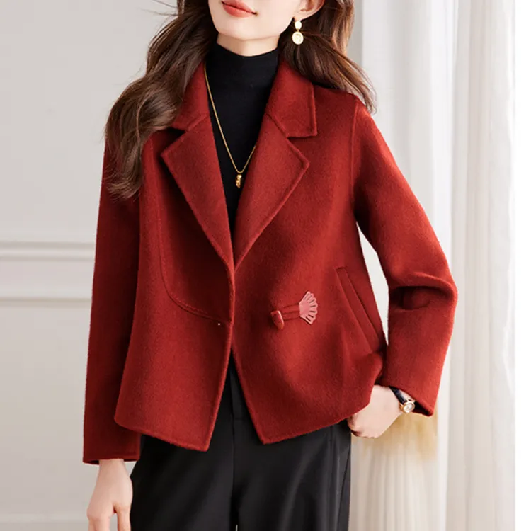双面毛呢大衣女短款2025秋冬新款气质减龄百搭小个子西装毛呢外套