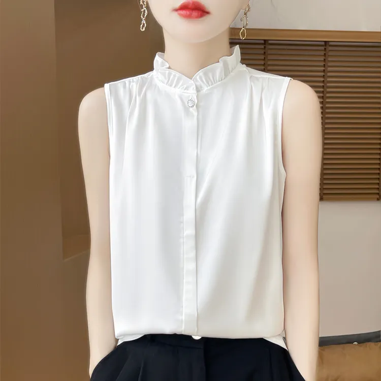 时尚花边背心女打底衬衣宽松内搭夏季无袖木耳边坎肩洋气吊带上衣