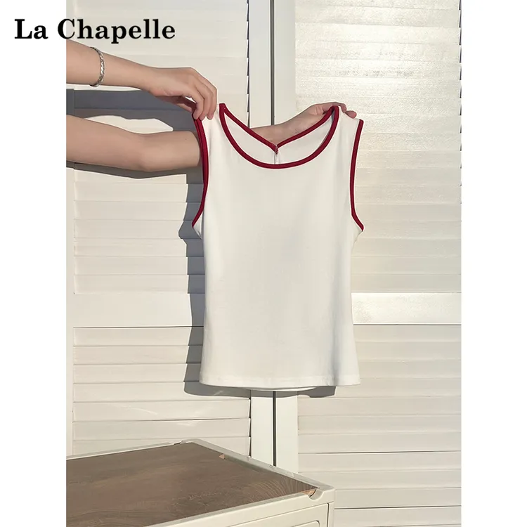 拉夏贝尔美式辣妹后背镂空无袖吊带背心女夏季新款设计感美背上衣