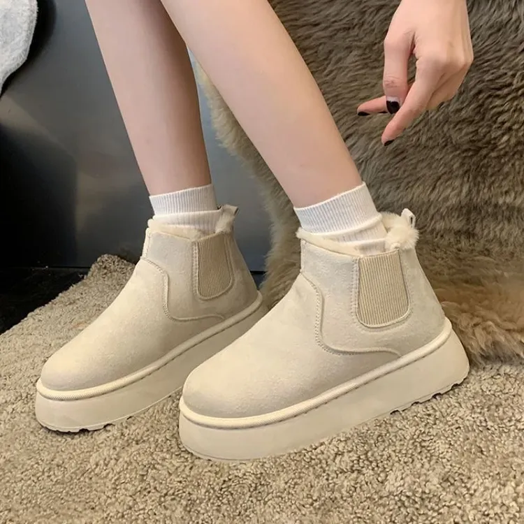 厚底雪地靴女款冬季2025新款加绒加厚保暖靴面包女鞋子东北大棉