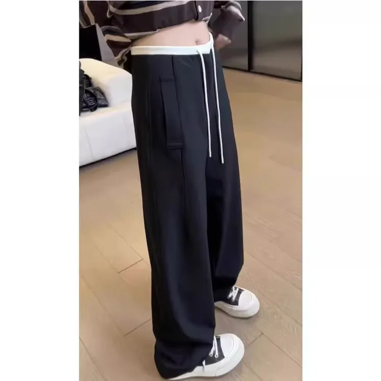简约通勤高腰休闲裤阔腿裤直筒裤卫裤时尚