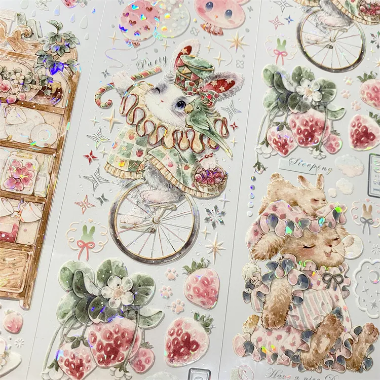手帐分装胶带g15草莓派对新七天兔子小熊童话治愈素材账流麻贴纸
