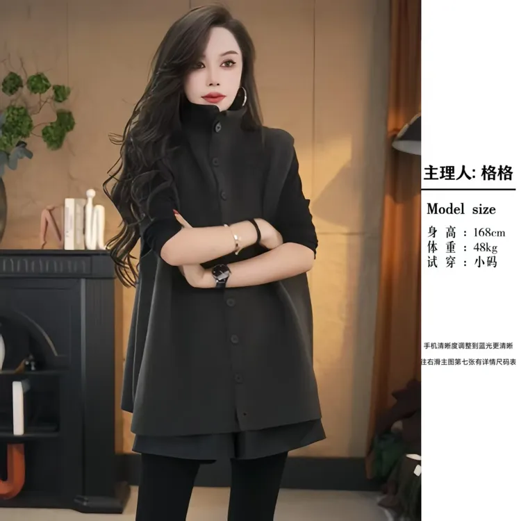 【格小姐】2538-1秋款欧版气质时尚潮流套头高领显瘦百搭毛针织马甲