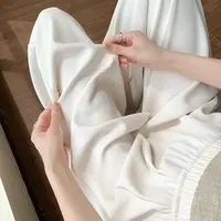 【依依7】现货大码高腰垂感直筒冰川裤洋气遮肉百搭显瘦阔腿九分裤