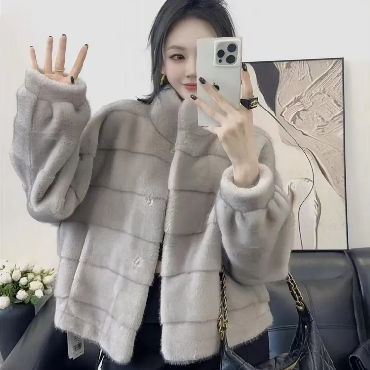 【SN热卖推荐】百搭常规款韩版宽松女款保暖暗扣宽袖宽松型短外套