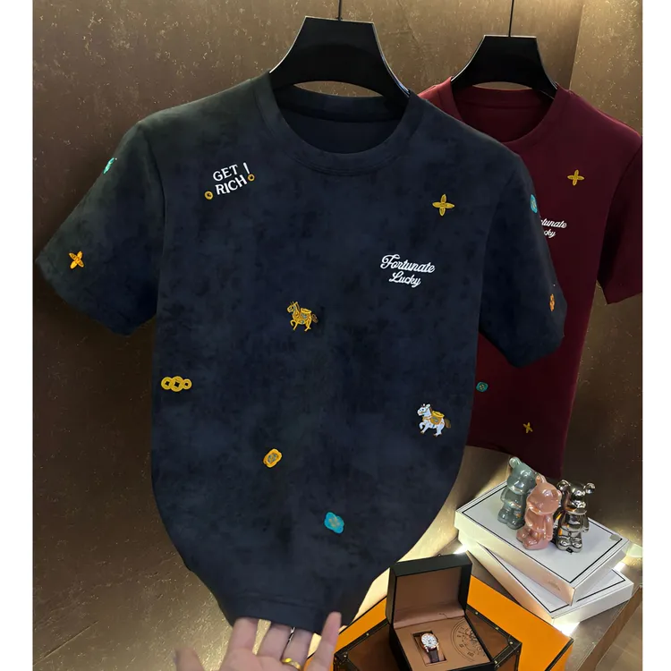 2026【马上有钱】男士T桖重磅短袖轻奢重工百搭高级感圆领短袖6188