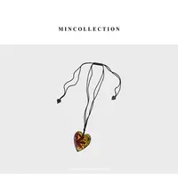 非金属树脂吊坠 DE Mincollection 复古小众彩色项链纹理爱心吊坠