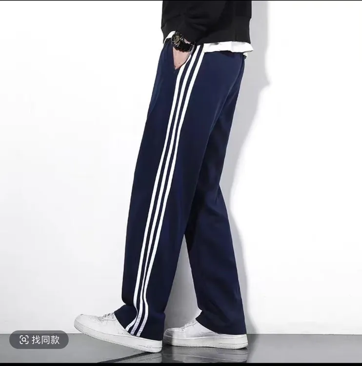 高品质春秋款三杠直筒长裤子男休闲束脚纯色透气运动裤宽松卫裤