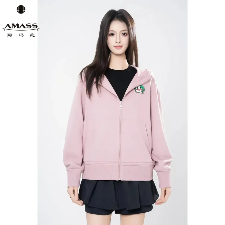 AMASS/阿玛施新款秋季ins风拉链宽松休闲连帽卫衣外套5400935