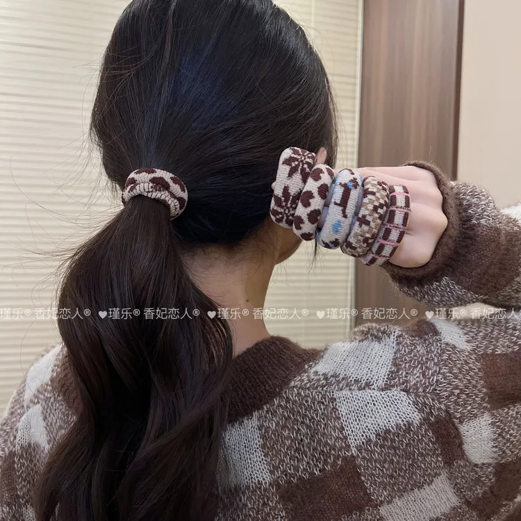 2025新款韩系秋冬民族风毛巾圈发圈甜美可爱高弹力发绳头绳发饰品