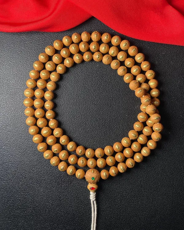 尼泊尔精工镶嵌法罗眼11mm凤眼菩提铜钉恶魔之眼念珠