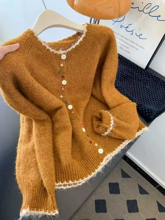 【蜜爷家】韩系糖果扣毛衣外套2628#