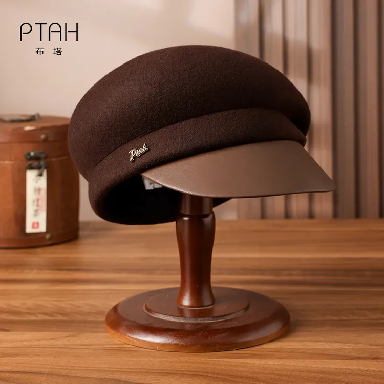 布塔秋冬100%绵羊毛女士报童帽冬天法式时尚羊毛呢女士礼帽PT1425