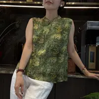 【人丝香云纱】新中式国风复古款修身印花T恤女上衣薄S610