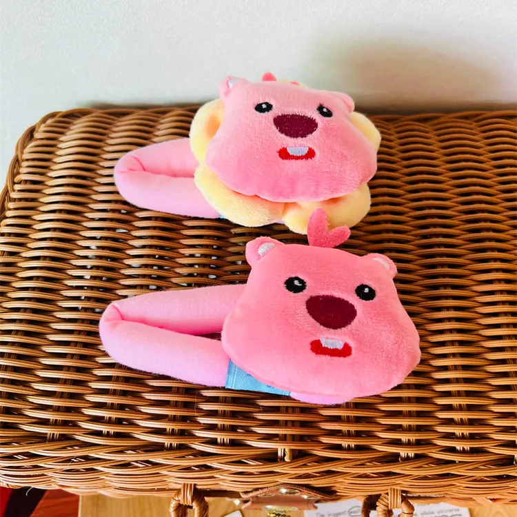 网红小海狸公仔发夹日系可爱少女心大号粉BB夹洗脸专用侧边刘海夹