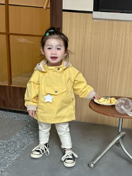 女童秋季新款精灵尖帽风衣男女宝宝夹克童装风衣防风外套春秋款