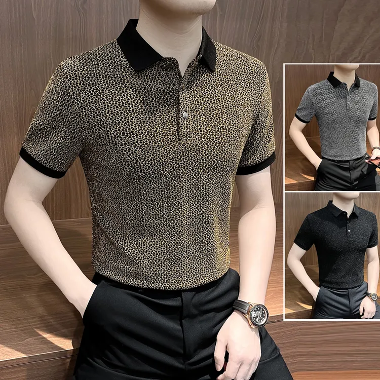 金丝polo衫男款爆款2025新款网红洋气炸街男装潮流痞帅短袖男t恤