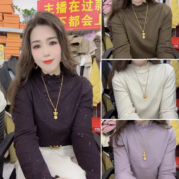 面料升级~洒银工艺！双面磨毛木耳边双重领百搭长袖！