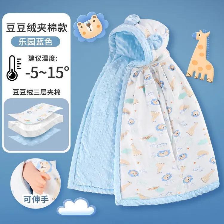 婴儿斗篷秋冬外出披风保暖宝宝披肩冬季男幼儿童防风挡风连帽加厚