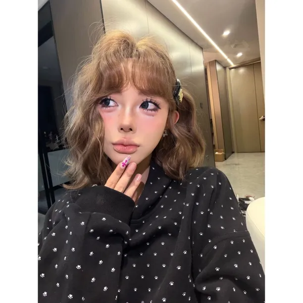 kuku专属【咖啡豆】暖棕色蛋蛋卷短发爆款自然女生全头套娜莓假发