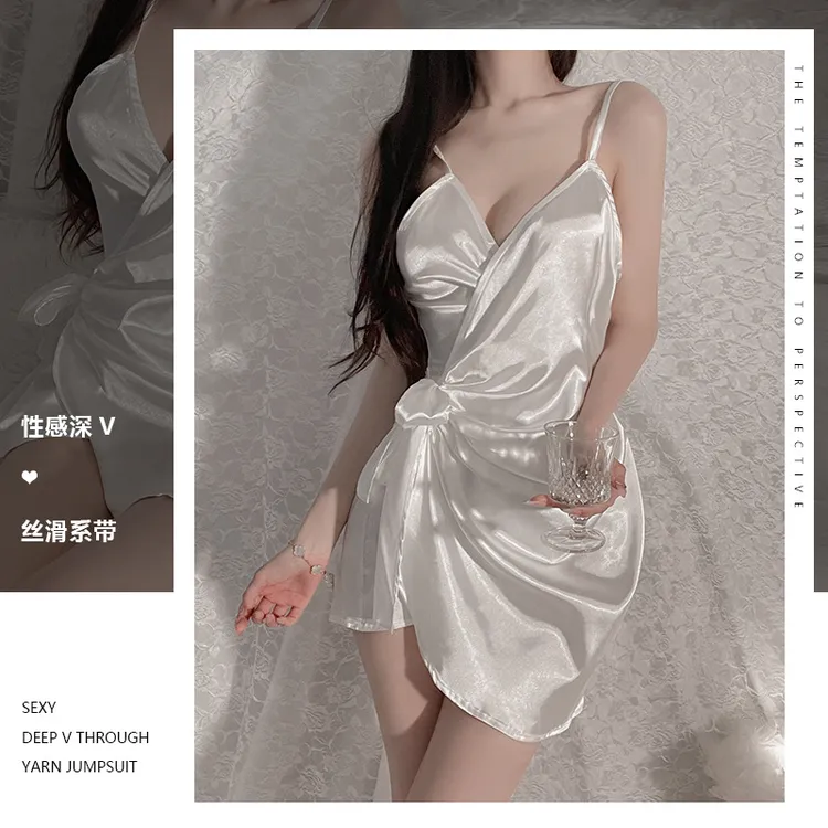 性感系带修身显瘦睡衣褶皱吊带睡裙纯欲睡衣女款爆款2025新款