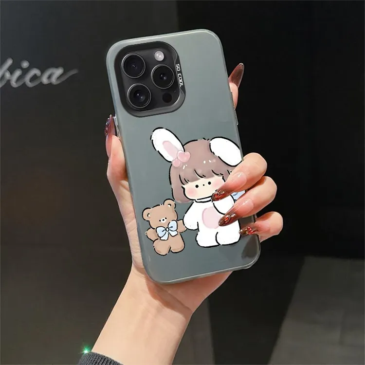 【苹果】萌熊兔耳女图案适用苹果系列iphone16/15/14手机壳全包防摔