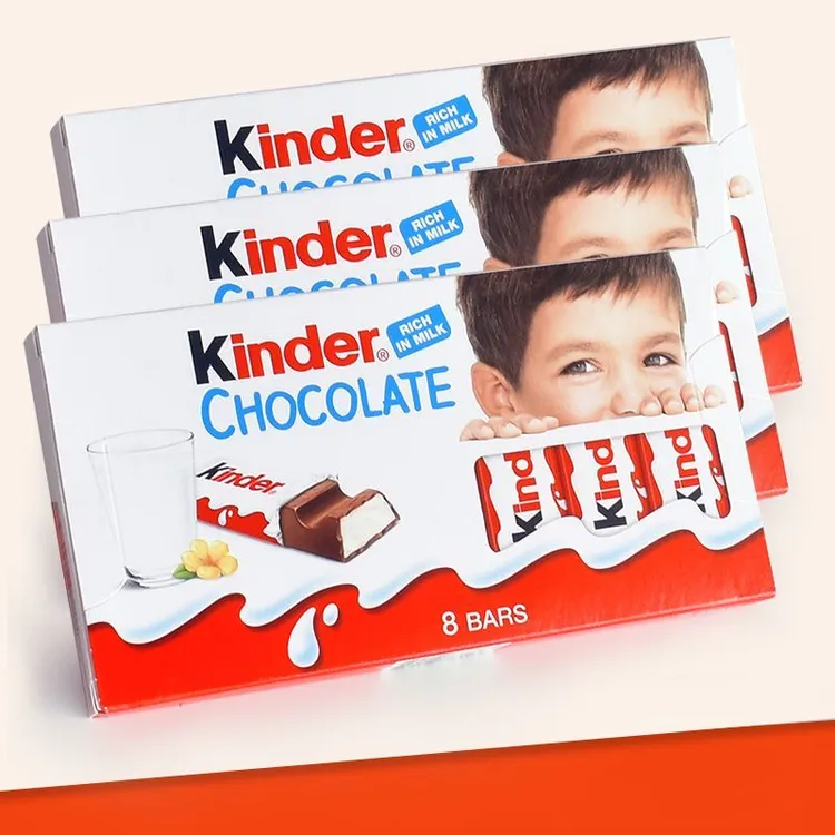 2盒德国进口Kinder健达牛奶巧克力t8条装夹心零食可可脂糖果100g
