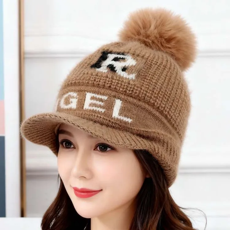 冬季毛线帽子女加绒加厚保暖护耳鸭舌针男款冬男毛5060岁男士帽子