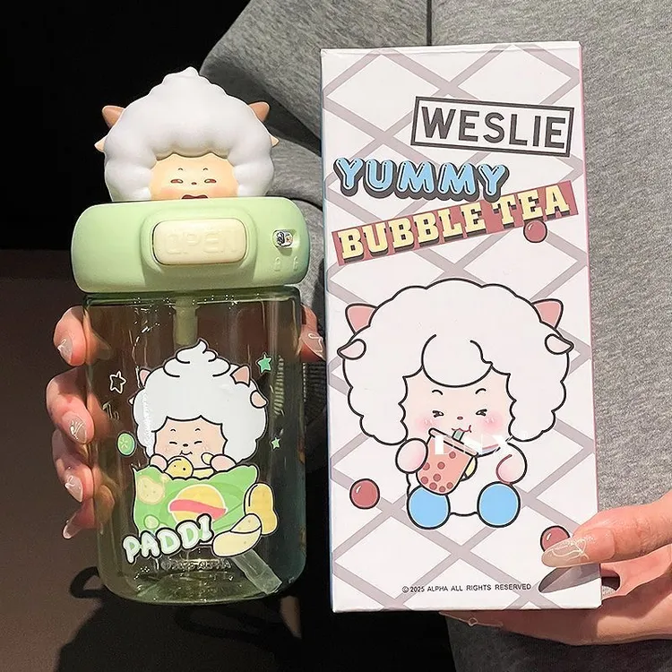 喜羊羊与灰太狼联名水杯女生新款2026高颜值礼物品tritan吸管杯子