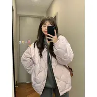 631菱形格宽松休闲百搭女士棉衣保暖棉服学生棉衣外套