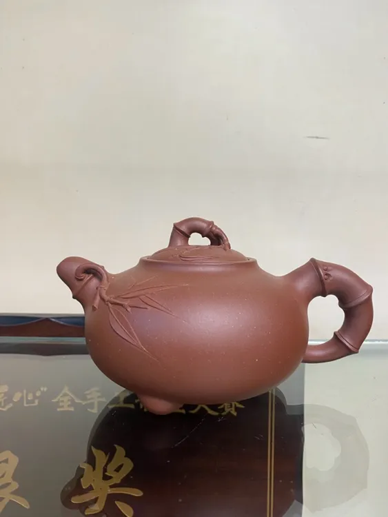 原矿底槽清神竹壶紫砂壶容量380毫升半手工刻绘