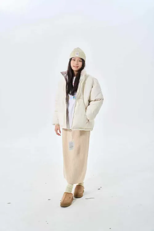 保暖棉衣棉服浅色系外套冬装时尚立领面包服百搭