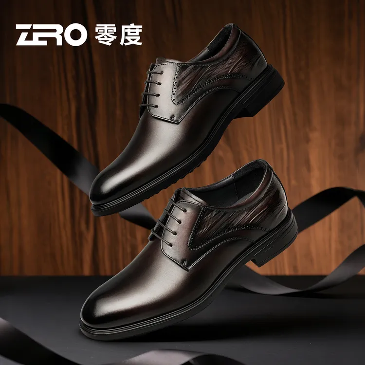 「墨痕」ZRO零度男鞋经典商务正装皮鞋男士轻便舒适真皮德比鞋婚鞋