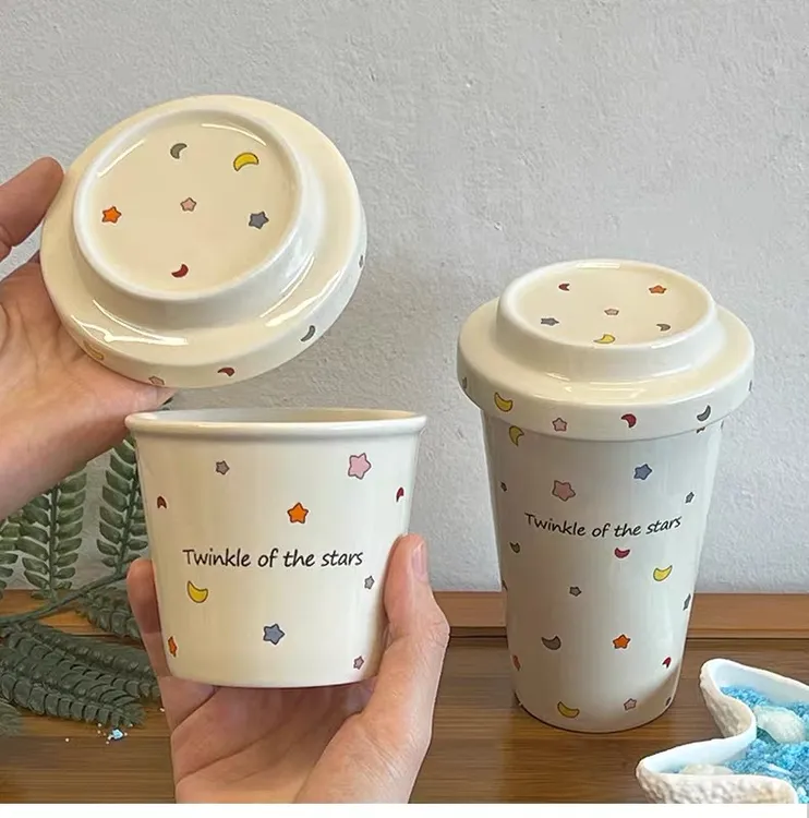 少女心卡通元素星星陶瓷杯新潮可爱简约便携