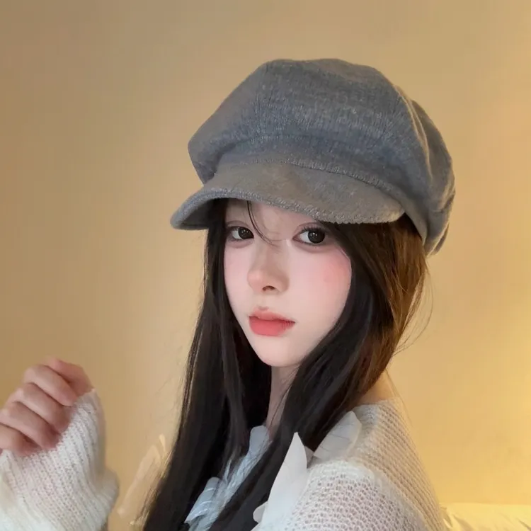纯色八角贝雷帽 韩系ins显脸小秋冬百搭帽子氛围感显白学院风
