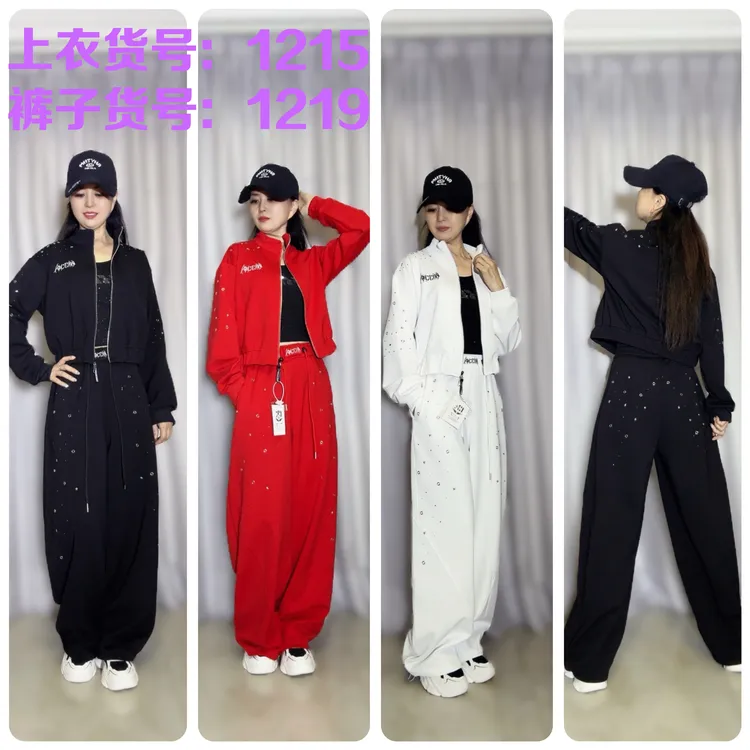 CX新款1219加厚烫钻帅酷时尚阔腿裤子